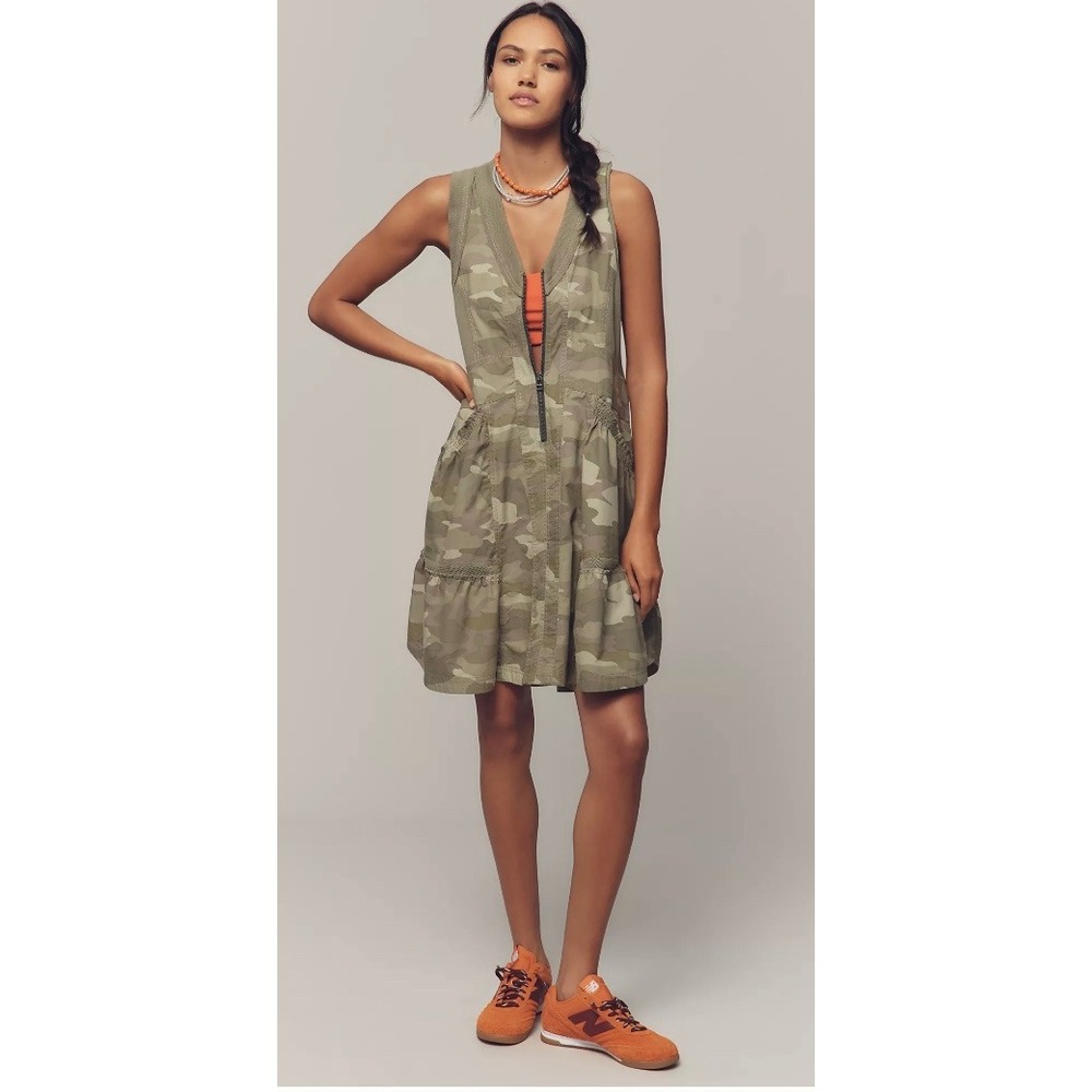 Daily Practice Trek Utility Mini Dress Camo Anthropologie Cotton XS - Picture 3 of 10